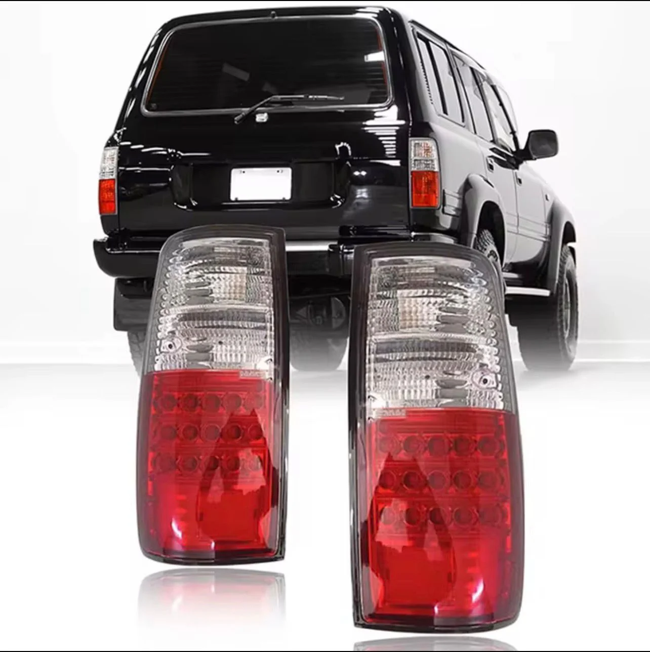 LC80 Aftermarket LED Tail Lights — Red/Clear (Pair)